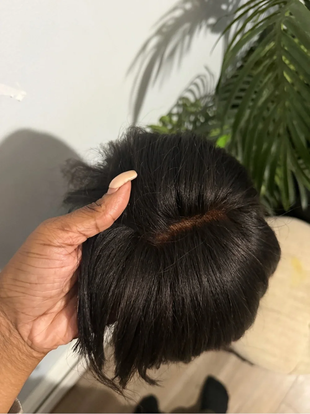 Sleek Dark Brown Long Straight Wig with Full Fringe